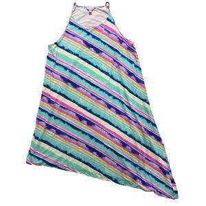 Lilly Pulitzer XL Magniloia Ceviche midi diagonal Stripe Asymmetrical Dress
